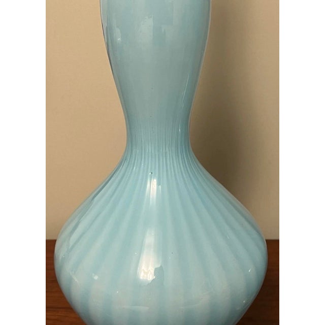Vintage Murano Glass Lamps Barovier Taso Turquoise Blue Mid-Century Modern 1950s-60s For Sale - Image 9 of 12