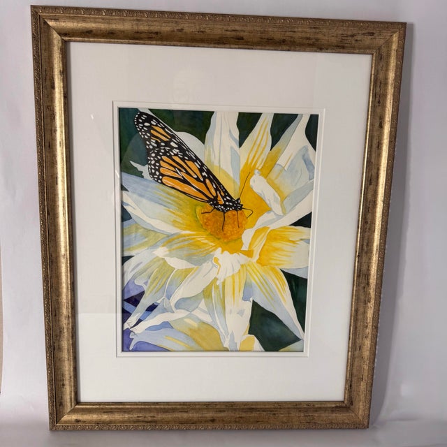 Late 20th Century Signed Original Watercolor Botanical Butterfly Painting by Anita Joy (Anita Woodard), Framed For Sale - Image 10 of 10