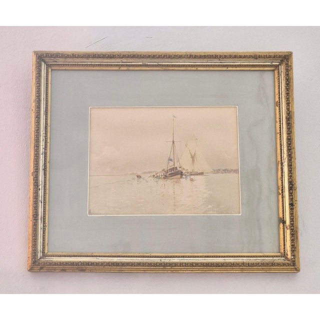 Mid 19th Century Edoardo De Martino, Off the Isle of Wight, Watercolor, 1863, Framed For Sale - Image 5 of 18