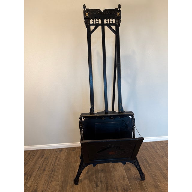 Antique 19th Century Eastlake Ebonized Cherry Studio Easel Aesthetic Movement Portfolio Stand For Sale In Houston - Image 6 of 18