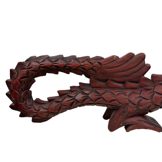Vintage Chinese Hand Carved Wooden Dragon Sculpture For Sale - Image 10 of 10