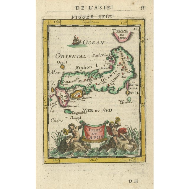 1683 Map of Japan Isles by Mallet – Decorative Miniature Map This is an original antique map titled “Isles du Japon,”...