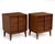 A pair of American of Martinsville three drawer nightstands, ca. 1960s. Walnut with a brass detail on the handles....