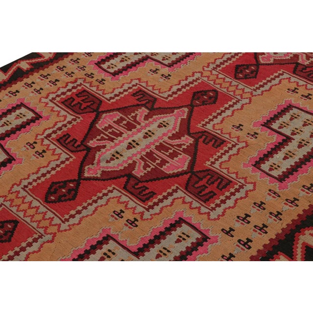 Rug & Kilim 1950s Vintage Persian Kilim With Red Medallions on a Gold Field For Sale - Image 4 of 7