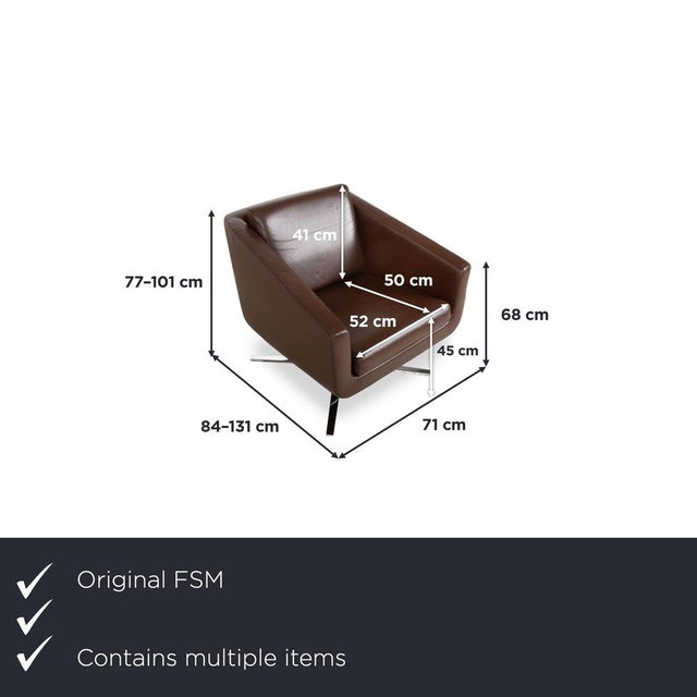 Here you get two identical lounge chairs from FSM, whose cubic shape and brown leather add a modern touch to your living...