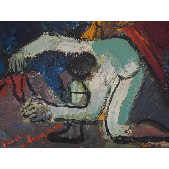 Pierre Ambrogiani, The Arrival of the Bull, Signed Oil on Canvas For Sale - Image 9 of 18