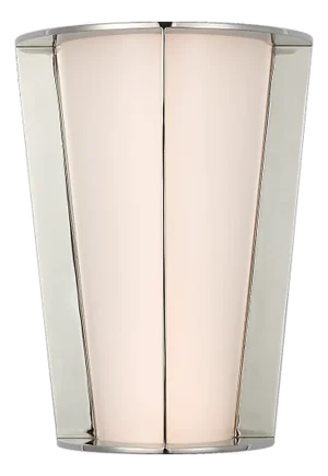 Barbara Barry for Visual Comfort Signature Phinn 12" Tapered Sconce in Polished Nickel with White Glass