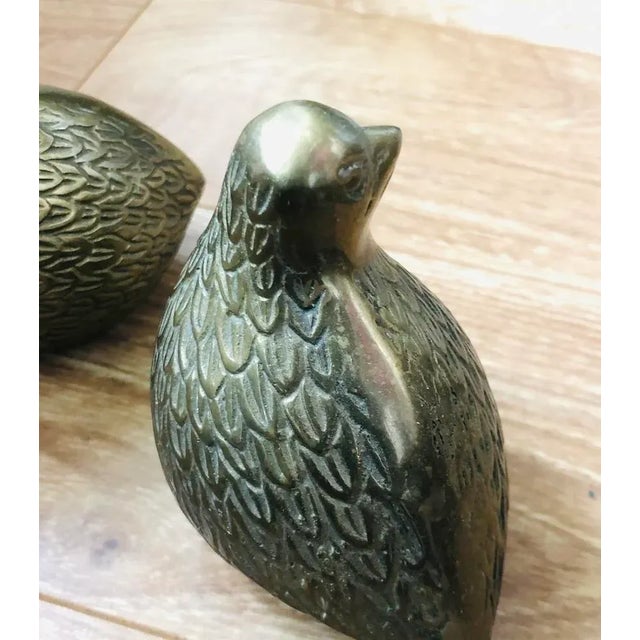 1980s Mid Century Modern Brass Birds Pheasant Figurines- a Pair For Sale - Image 5 of 13