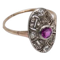 Vitage Art Deco Ring with Ruby, 1920s For Sale
