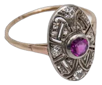 Vitage Art Deco Ring with Ruby, 1920s