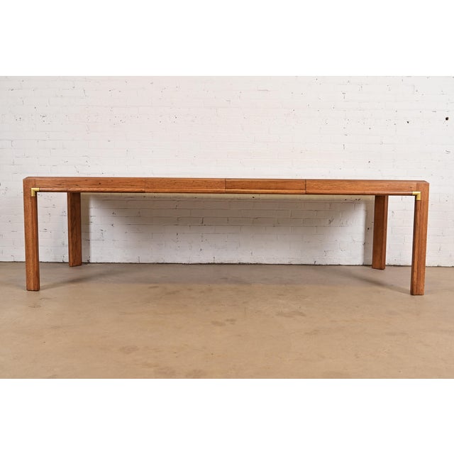 Mid-Century Modern Drexel Heritage Mid-Century Hollywood Regency Campaign Walnut Extension Dining Table, Newly Refinished For Sale - Image 3 of 15