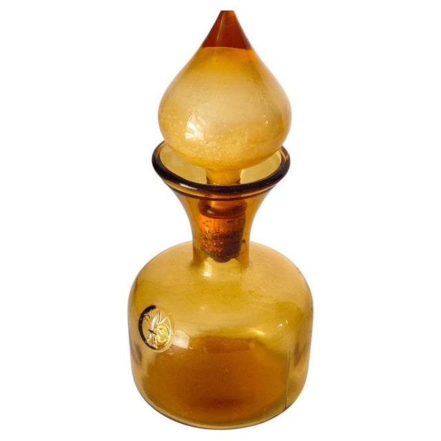 Vintage Italian Art Glass Bottle with Large Blown Glass Stopper, 1960s For Sale - Image 13 of 13