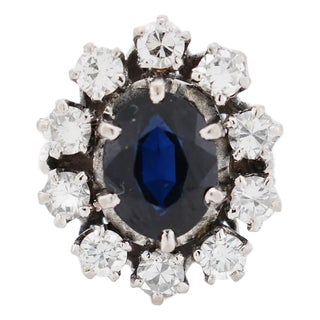 Marguerite Gold Sapphire and Diamond Ring, Size 6 For Sale
