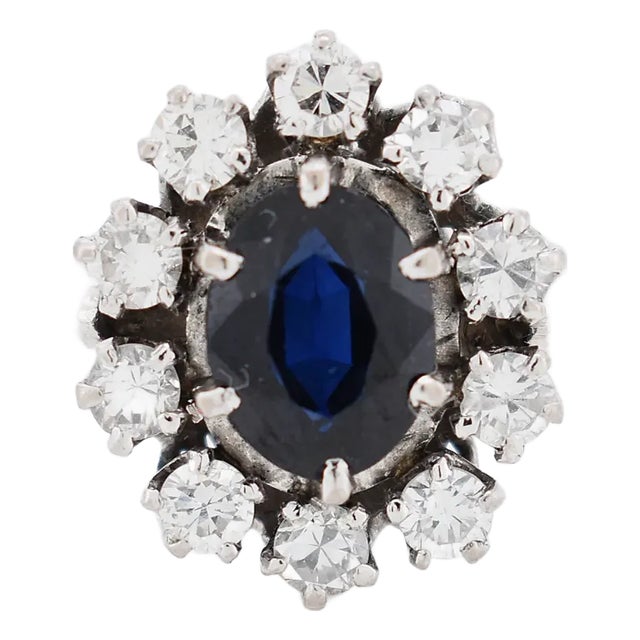 Marguerite Gold Sapphire and Diamond Ring, Size 6 For Sale