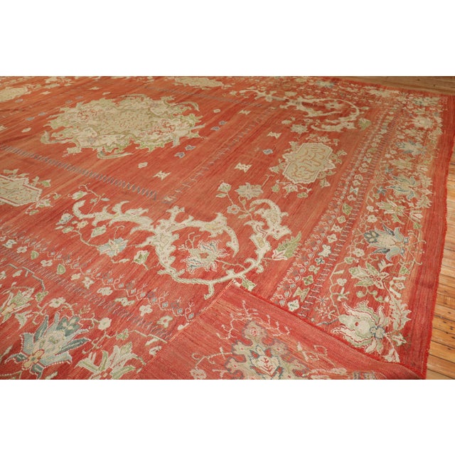 Late 19th Century soft red antique turkish oushak large rug Details rug no. j3123 size 12' x 14' (366 x 427 cm)
