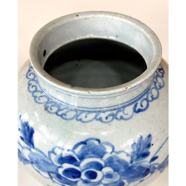 Antique Korean Porcelain Peony Jar Joseon Dynasty For Sale - Image 4 of 12