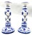 French Country Vintage French Fleur-De-Lis Blue & White Porcelain Candlesticks - A Pair For Sale - Image 3 of 8