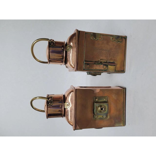 Brass English Port and Starboard Ships Lanterns For Sale - Image 8 of 12