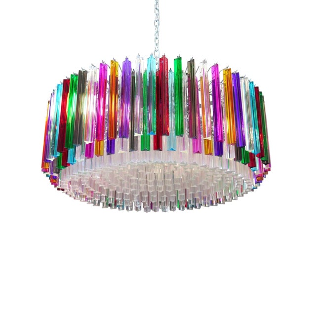 Large Italian Pendant Light with 393 Polychrome Prisms from Justfurnituress SRL For Sale - Image 6 of 12