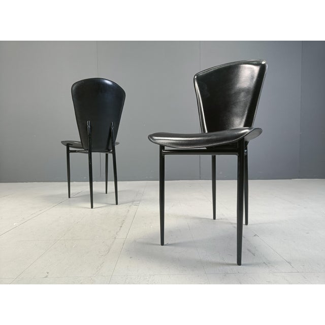 Metal Italian Leather Dining Chairs, 1980s, Set of 6 For Sale - Image 7 of 10