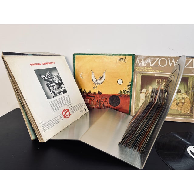 Arc Wave Vinyl Record Stand in Brushed Stainless Steel by Veliento For Sale - Image 4 of 9