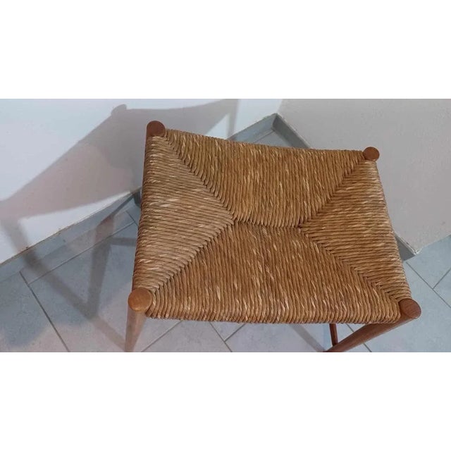 Stool in Straw and Wood, 1960s For Sale - Image 9 of 12