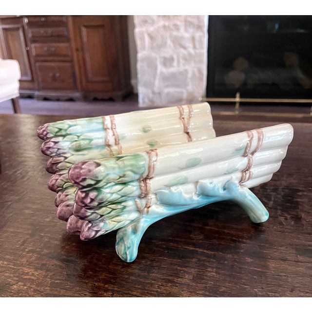 Ceramic Antique French Keller & Guérin Lunéville Barbotine Asparagus Server, Circa 1890 For Sale - Image 7 of 17