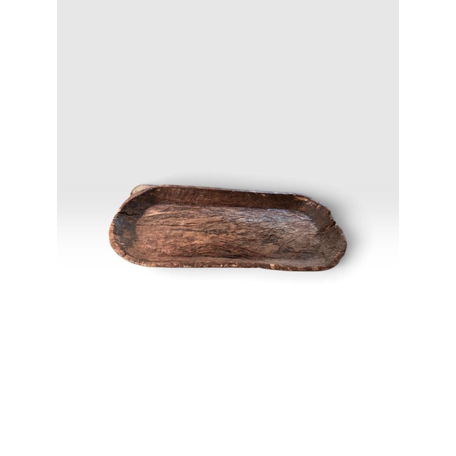 Mid 19th Century 19th-Century Primitive Hand-Hewn Oversized Wooden Dough Bowl Trencher, 35” For Sale - Image 5 of 9
