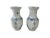 This is a pair of Indigo and Bone White Chinoiserie vases. These vases are hand made with a "foot stomp" process and hand...