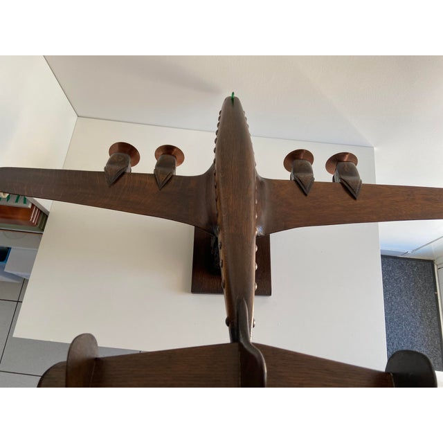 1940s Lockheed Constellation Airplane Sculpture Model in Carved Wood, 1940 For Sale - Image 5 of 18