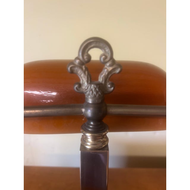 Metal Vintage Brass Bankers Lamp For Sale - Image 7 of 11