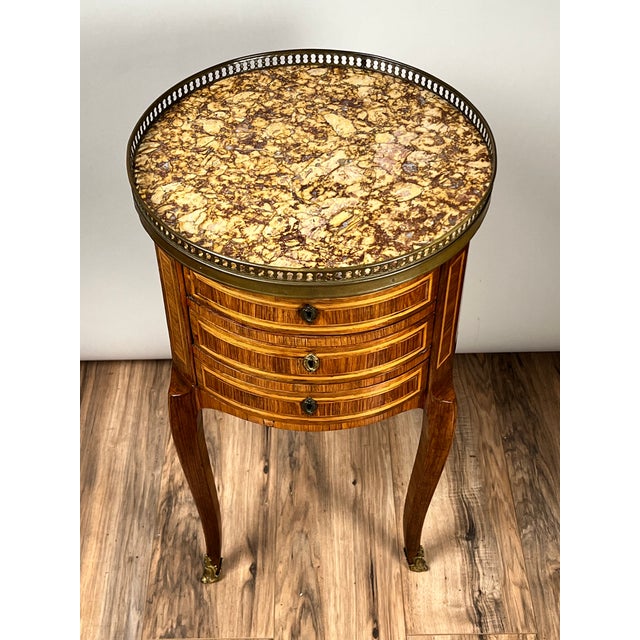 Antique French Louis XV Kingwood Parquetry Chiffonière Table C. Late 18th Century Stamped f.a. Mondon Attr. François-Antoine Mondon For Sale In Boston - Image 6 of 11
