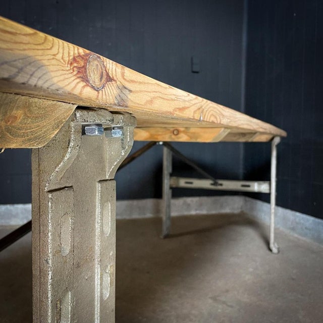 Industrial Dining Table with Steel Machine Base For Sale - Image 18 of 18