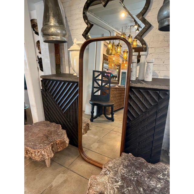 Rounded Agra Wood Mirror For Sale - Image 4 of 4