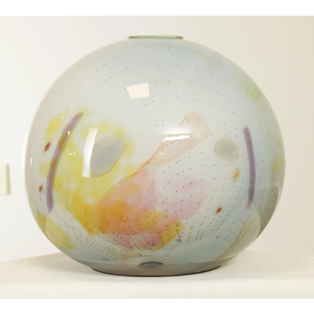 White 1984 Studio Art Glass Orb Sculpture or Vase by Robert Palusky For Sale - Image 8 of 12