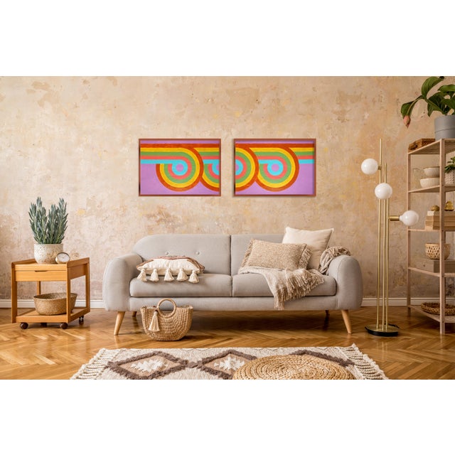 Pink 2026, Color Field Painting in Vivid Tones on Watercolor Paper, Triple Loop For Sale - Image 8 of 10