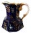 Antique Mason's Staffordshire Ironstone Mazarine Cobalt Blue Pitcher W/ Enamel & Gilt Floral Sprigs Serpent "Hydra" Handle 1813-1820 For Sale