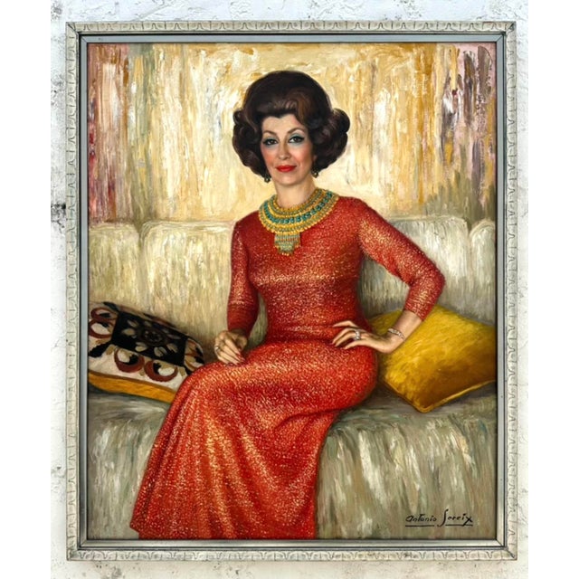 Vintage Regency Monumental 1970s Original Oil Portrait on Canvas | Chairish