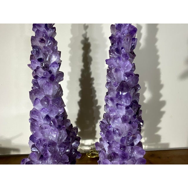 One of a Kind Pair of Original Amethyst Crystal Table Lamps by - Joseph Malekan For Sale - Image 16 of 18