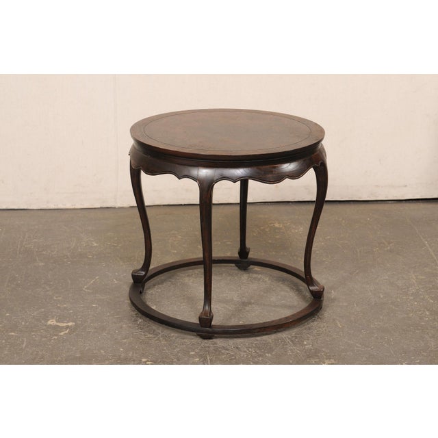 Wood Vintage Wooden Accent Table, 2 Ft. Diameter For Sale - Image 7 of 13