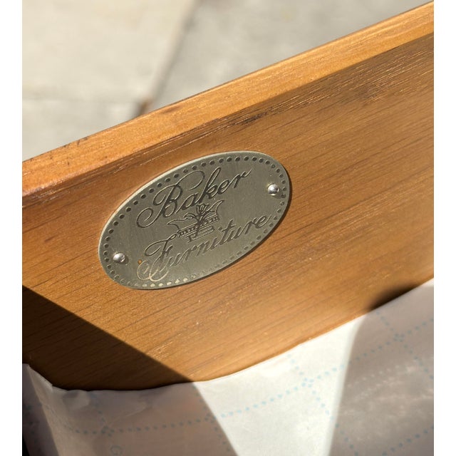 Baker Furniture English Oak & Burl Wood Barley Twist Writing Desk For Sale In Los Angeles - Image 6 of 7