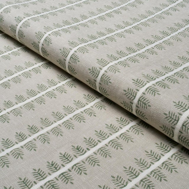 Schumacher Schumacher Alva Hand Block Print Fabric In Olive For Sale - Image 4 of 5