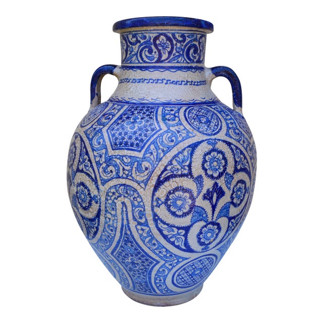 Blue Vase W/ Andalusian Motif For Sale