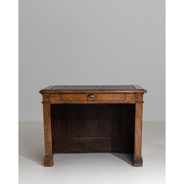 Brown 1870s French Neoclassical Oak Desk With Oilcloth Top For Sale - Image 8 of 18