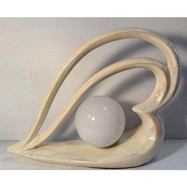 Ivory Late 20th Century Pearlescent Art Deco Heart Lamps - a Pair For Sale - Image 8 of 9