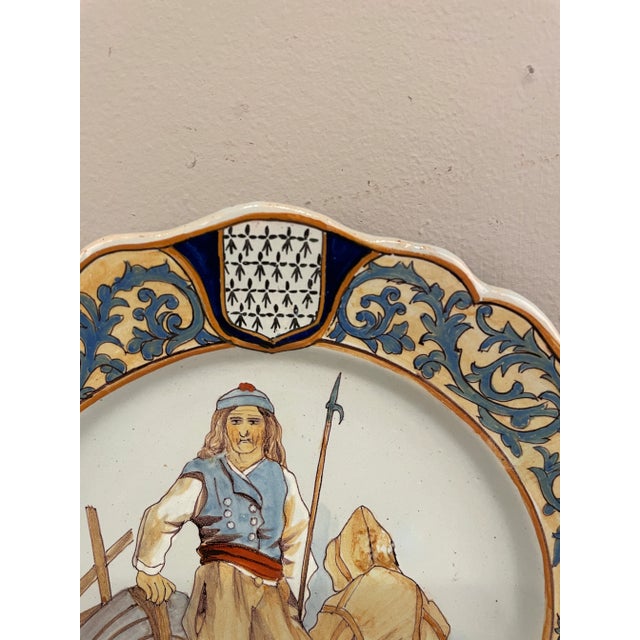 French Faience Quimper Plate Fisherman Scene For Sale - Image 4 of 13