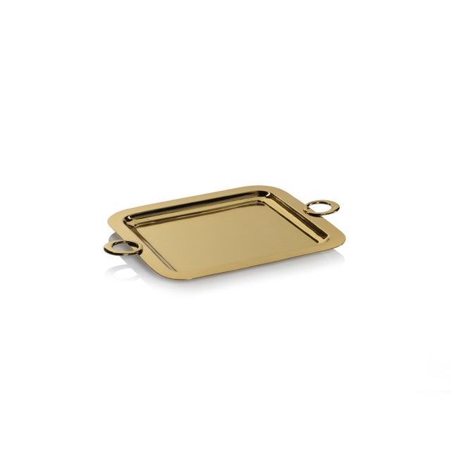 2020s Ollie Gold Polished Brass Serving Tray, 18" x 13" For Sale - Image 5 of 5