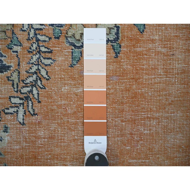 1960 12'2"x15'2" Orange Pure Wool Hand Knotted Vintage Tabriz Oversized Oriental Rug For Sale - Image 11 of 12