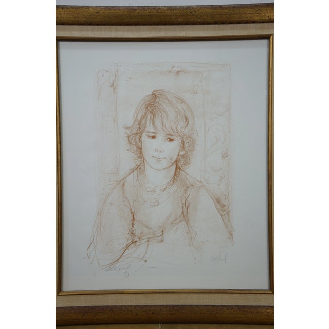 1970s 1975 Edna Hibel Signed Artist's Proof Portrait of a Young Girl Chris 25" For Sale - Image 5 of 10