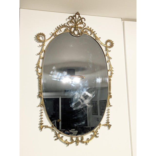 Italian Baroque Brass Wall Mirror, 1960s For Sale - Image 9 of 18